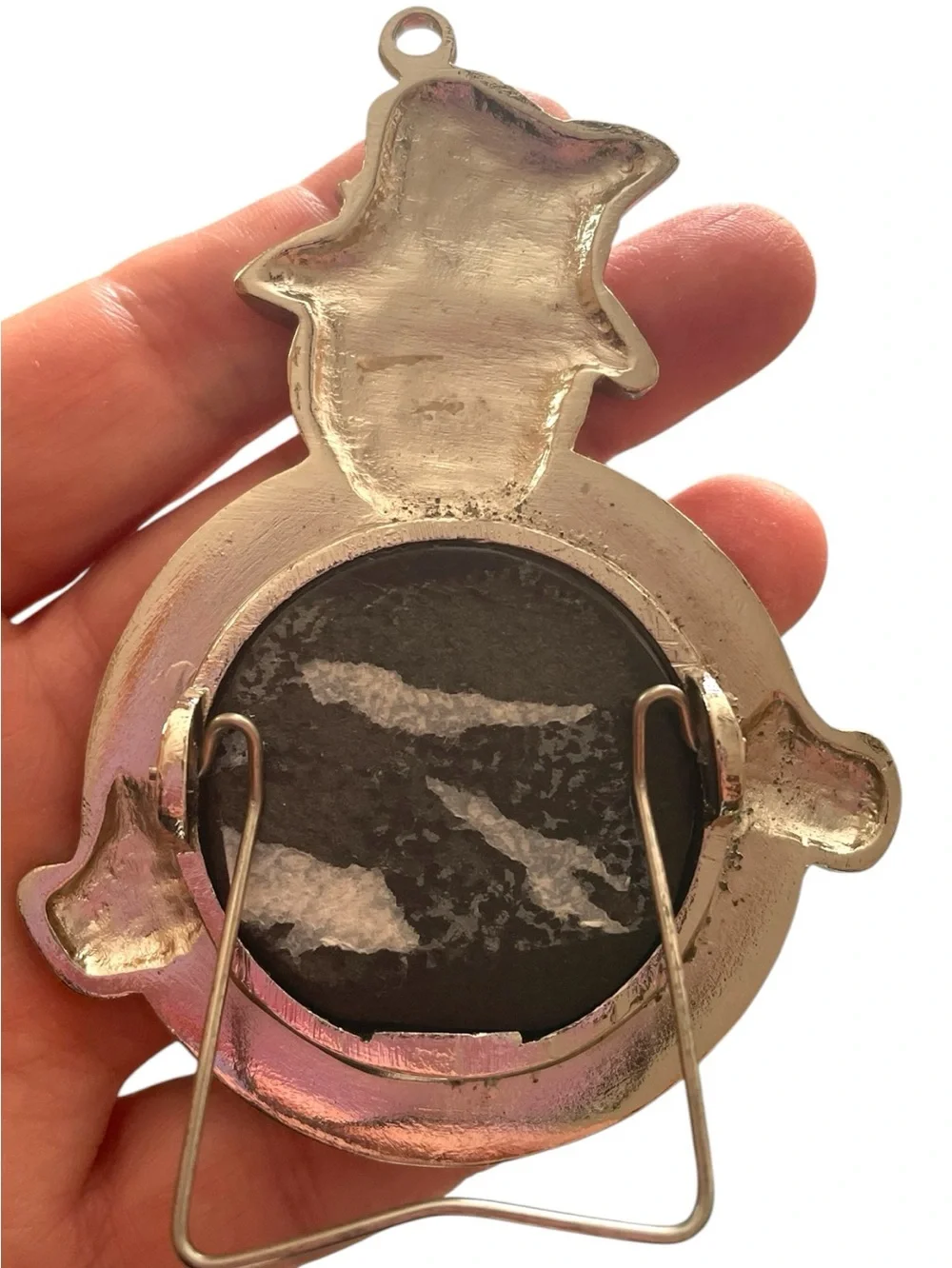 Two miniature snowman picture frames by forget me not, can stand up or hang